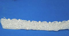 Wedding craft supplies – beads, wired ribbon with beads, leaves, clear doves