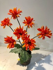faux silk flower Gerbera Daisy Bush. sold as a set of 6 stems with 7 blooms each
