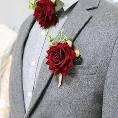 Arlai Wedding Prom Corsage and Boutonniere Set, Rose Wrist Corsage Ribbon Bracel
