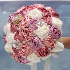 7.5″ Bridal Wedding Bouquet Round Bling Brooch Bouquet Throw Toss Artificial …