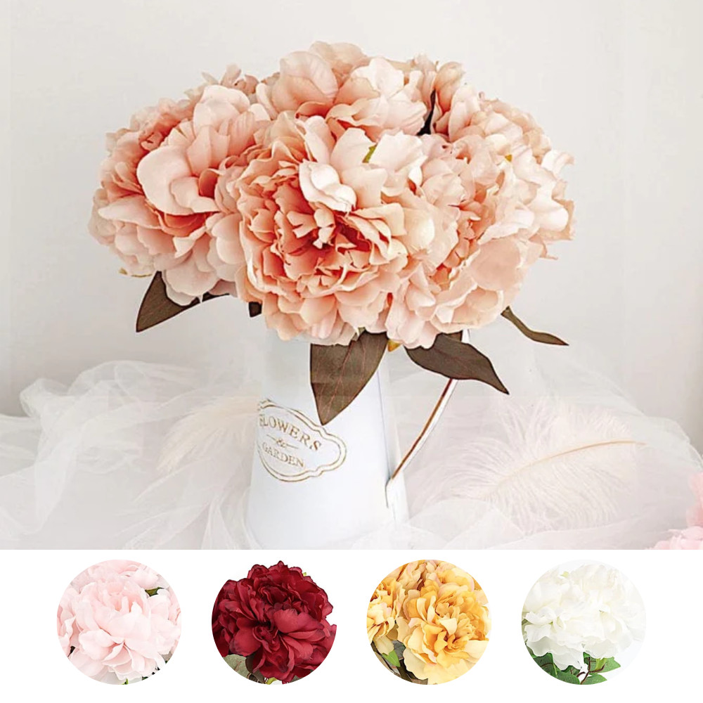 2 Bushes 17″ Silk Artificial Peony Flowers Bouquets Wedding Party Decorations
