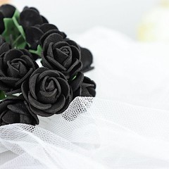 48 BLACK Mini Roses 4″ Foam ARTIFICIAL FLOWERS Stems Party Wedding DIY Supplies