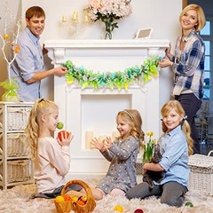 6 Pcs 6.5 ft Easter Metallic Glitter Garlands Easter Mixed Color Chunky