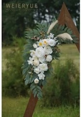 32″ Artificial Wedding Arch Flower, Eucalyptus Leaves Cream & Champagne