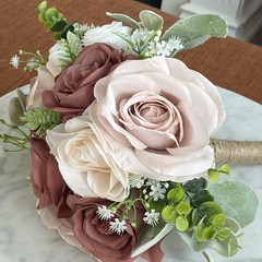 Bridal Bouquet 11” Wedding Bouquet Pink Mauve White Spring Summer