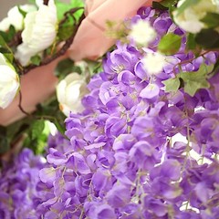 42″ tall Lavender Silk Wisteria Flowers Hanging Vine Garland Centerpieces