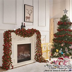 6 Pcs x 8.2 ft Flower Garland Artificial Rose 6 Vines 49FT Spring-red-6pcs