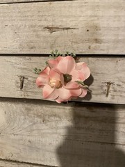 wedding bouquet bridal artificial silk flowers. Peach/Cream and Pink.