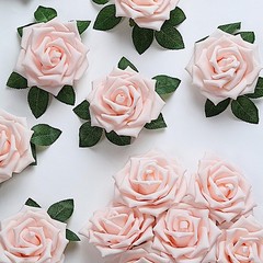 24 BLUSH 5″ FOAM ROSE Flowers Stems Party Wedding Events Decorations Supplies