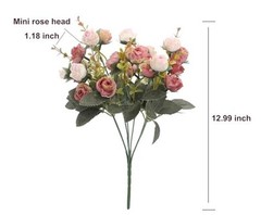 7 Branch1 Mini Rose Heads Artificial Flowers Bouquet Wedding Home 2 2 Pcs Pink
