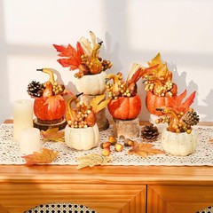 Fall Decor, Centerpieces for Tables, 6Pcs Fake Orange and Beige 1