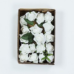 24 WHITE 2″ Mini FOAM ROSE Flowers Stems Wedding Events Decorations Supplies