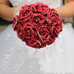 100 Pcs Burgundy Foam Fake Rose Flower Heads for DIY Wedding & Home Decor