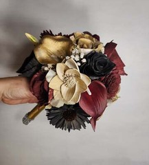 Champagne Gold Burgundy Black Sola Wood Bridal Wedding Bouquet Accessories