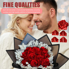 300Pcs Premade Satin Ribbon Rose Petals Half-Finished for Eternal Rose DIY Ramos