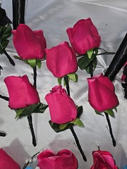 Wedding Bouquet Set – Black, Bright Pink, Turquoise Rose Flowers – 26 pieces