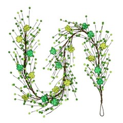 St. Patrick’s Day Garland Decorations – 5.5Ft Shamrock Rag Garland with NU24018