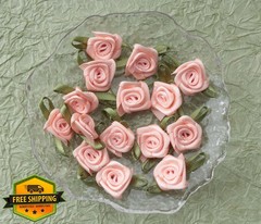 Ruwado Peach Satin Roses with Leaves