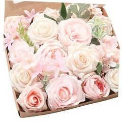 Cream Blush Artificial Flowers Fake Roses Peonies and Greenery Creamy Pink