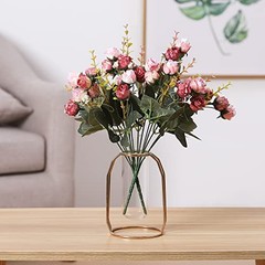 7 Branch1 Mini Rose Heads Artificial Flowers Bouquet Wedding Home 2 2 Pcs Pink