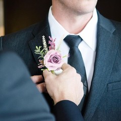2-Pc Purple Silk Floral Corsage & Boutonniere Collection for Weddings & Proms