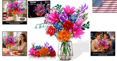 Elegant Flowers Bouquet Building Set with LED Light – 1054PCS for Creative Decor