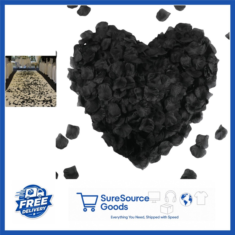 Realistic Black Silk Rose Petals 2200 Count for Valentine’s Day, Weddings