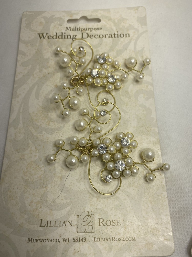 GOLD PEARL DIAMOND WEDDING DECORATIONS BY: Lillian Rose PAIR OF 2