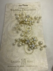 GOLD PEARL DIAMOND WEDDING DECORATIONS BY: Lillian Rose PAIR OF 2