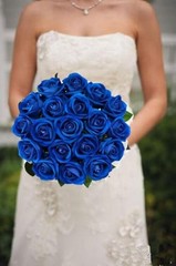 16PCS Artificial Silk Flowers Faux Roses Bouquet Long Stem for Home Royal Blue