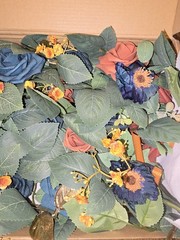 Ling’s Moment 2FT Teal & Terracotta Flowers Garland, 2PCS Sign Flowers