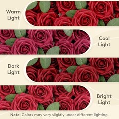 Artificial Flowers Pcs Foam Real Looking Roses with Stems, Fake 25 Dark Red