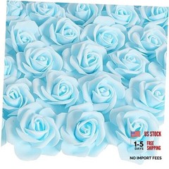 100PCS Foam Roses Artificial Flowers Blue Foam Flowers Bulk Stemless Baby Blue