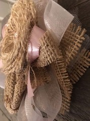 Rustic Wedding Natural Jute Burlap Pink Corsage Baby Shower Boho Headband Garter