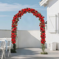 5Pcs 41FT Artificial Red Flower Garland, Fake Hanging Flower Vines Wine Red