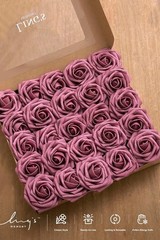 Artificial Flowers 25Pcs Mauve Roses Decor w/Stems,3″ Real Touch DIY Foam Flo…