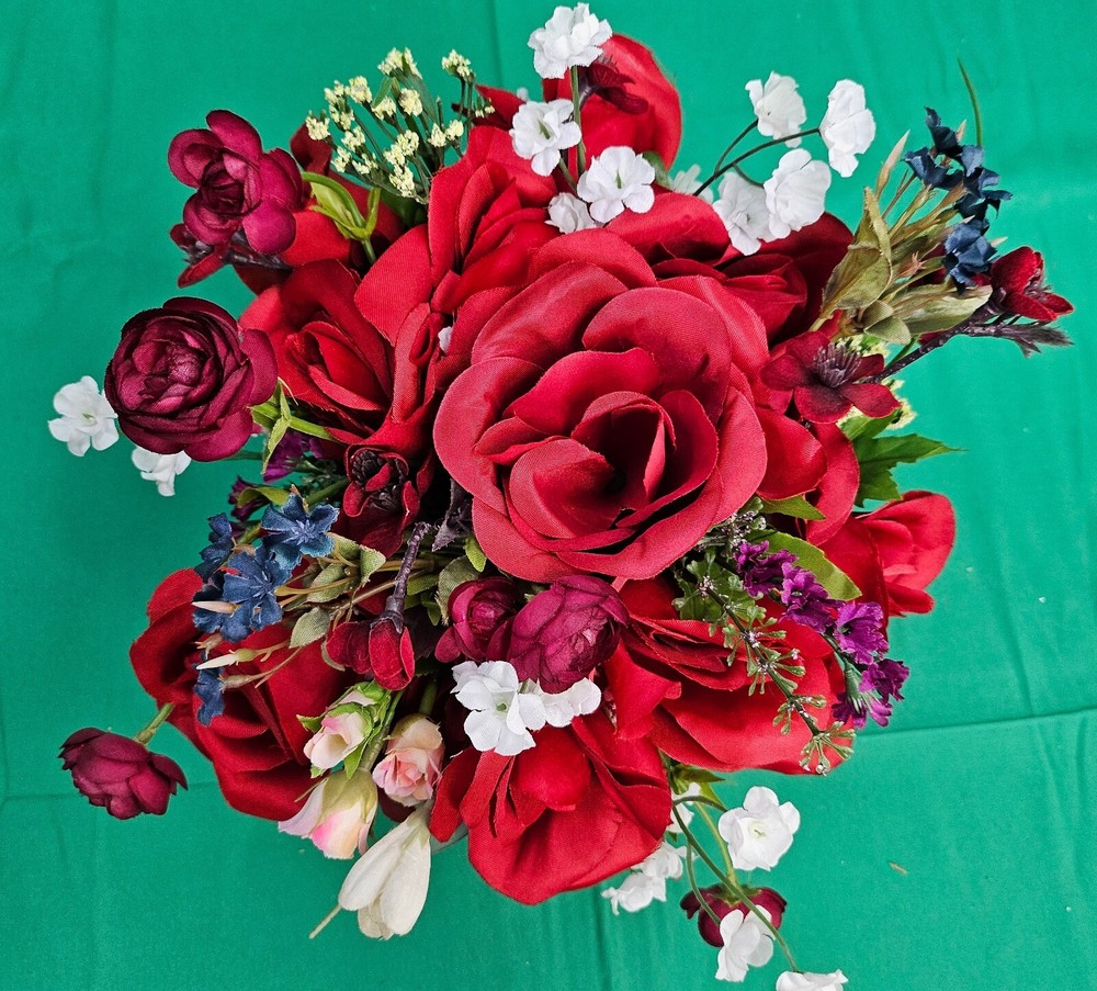 Red Roses White Flowers Valentine’s Day Love Bouquet Hand Crafted Made