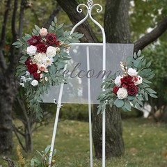 Boho Dusty Rose Blue Wedding Arch Flowers Kit Eucalyptus Garland Drapes Set