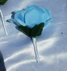 20 Pc Wedding Bouquet Set, Light Blue Roses, White Roses, Bridal Bouquet Package