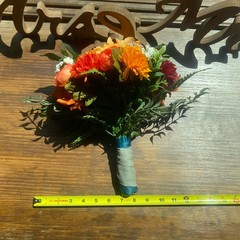 Beautiful Bridal Wedding Bouquet Budget Friendly Faux Flowers Orange Yellow Red