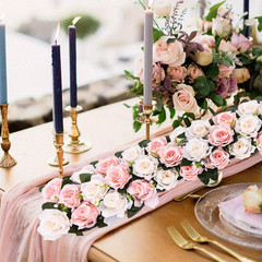 1Pc Elegant Rose Floral Centerpiece for Wedding Table Runner, Artificial Flower