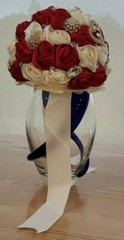 NEW Bridal Red & Ivory Satin Floral Wedding Bouquet