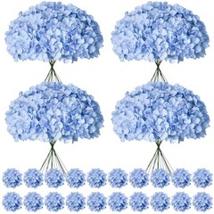Faux Blue Hydrangea Artificial Flowers Bulk, Fake Silk Hydrangea 100 Pcs White