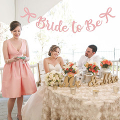 Bride to Be Banner, Rose Gold Bride to Be with Bow Glitter Bachelorette Bridal P