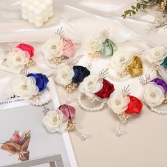 Rose Wrist Corsage, 6Pcs Wrist Corsage Bracelets Flower Wristlet, Mauve