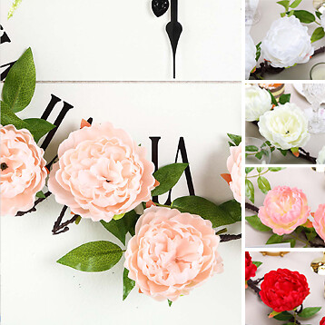 6 feet Garland with Silk Peony Flowers and Leaves Wedding Decorations Supplies