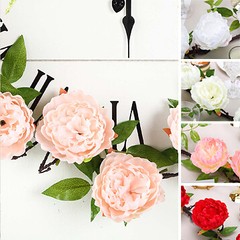 6 feet Garland with Silk Peony Flowers and Leaves Wedding Decorations Supplies