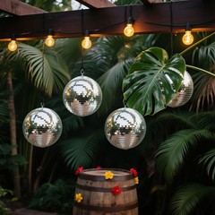 Yescom 4PCS 7″ Mirror Disco Ball Set Small Mini Hanging for Party Events Wedding