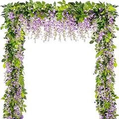 Wisteria Garland 5pack 33Ft Artificial Fake Wisteria Vine Hanging Purple