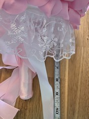 Artificial Pink White Rose Wedding Bouquet Lace Ribbon Fabric Floral Centerpiece